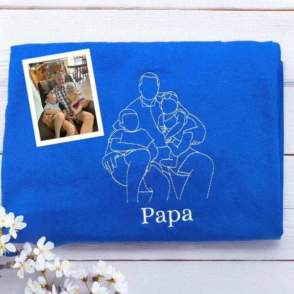 Sweatshirt met geborduurd portret, unieke cadeaus voor papa