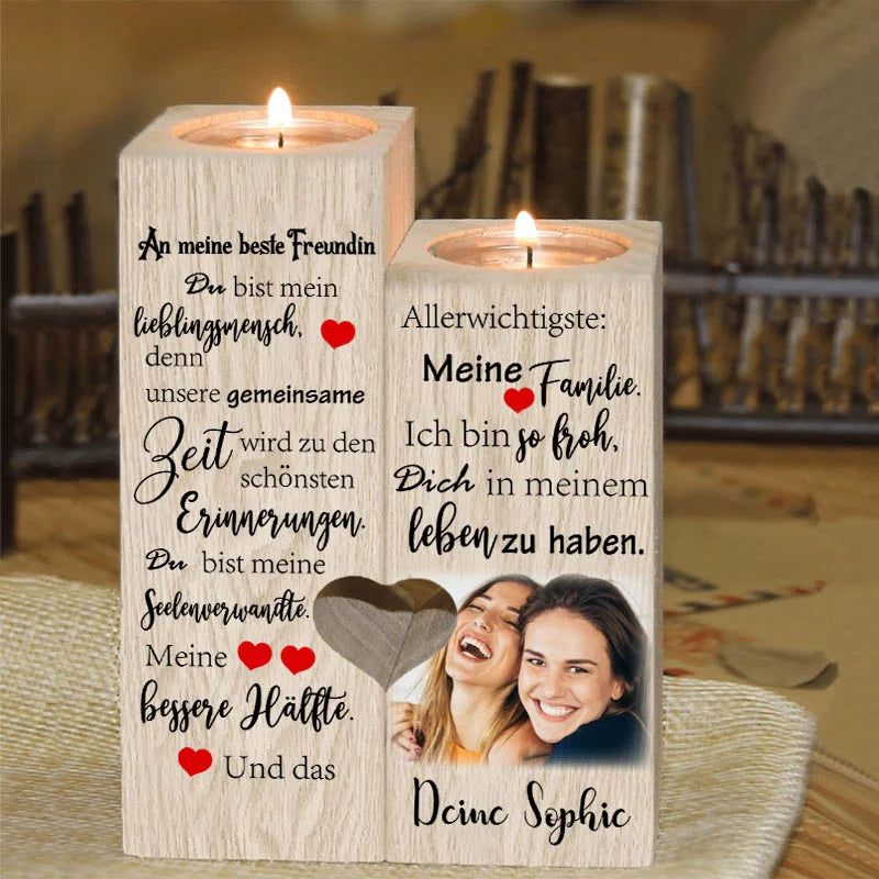 Personalisierbarer 2 Namen & Foto-Ich bin so froh, dich in meinem leben zu haben- An Meine Beste Freundin Kerzenhalter