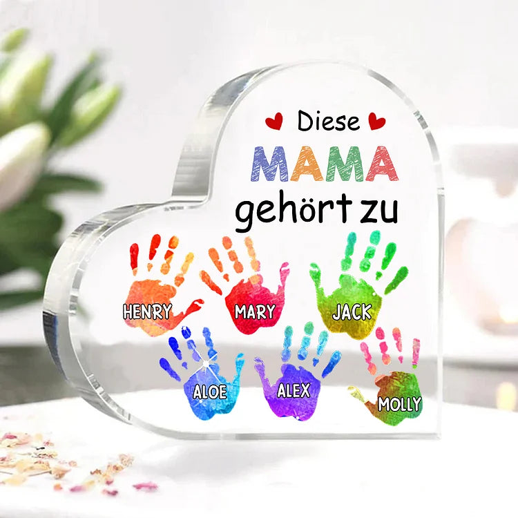 Personalisierte 1-6 Namen Acryl-Deko Diese Mama gehört zu Schreibtischdekoration für Mutter