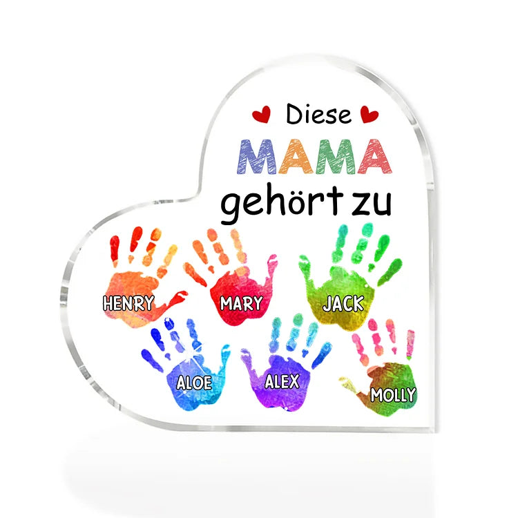 Personalisierte 1-6 Namen Acryl-Deko Diese Mama gehört zu Schreibtischdekoration für Mutter