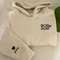 Muttertagsgeschenk Personalisierte Hoodie bestickt Dog Mom mit benutzerdefinierten Namen attraktives Geschenk für Tierliebhaber