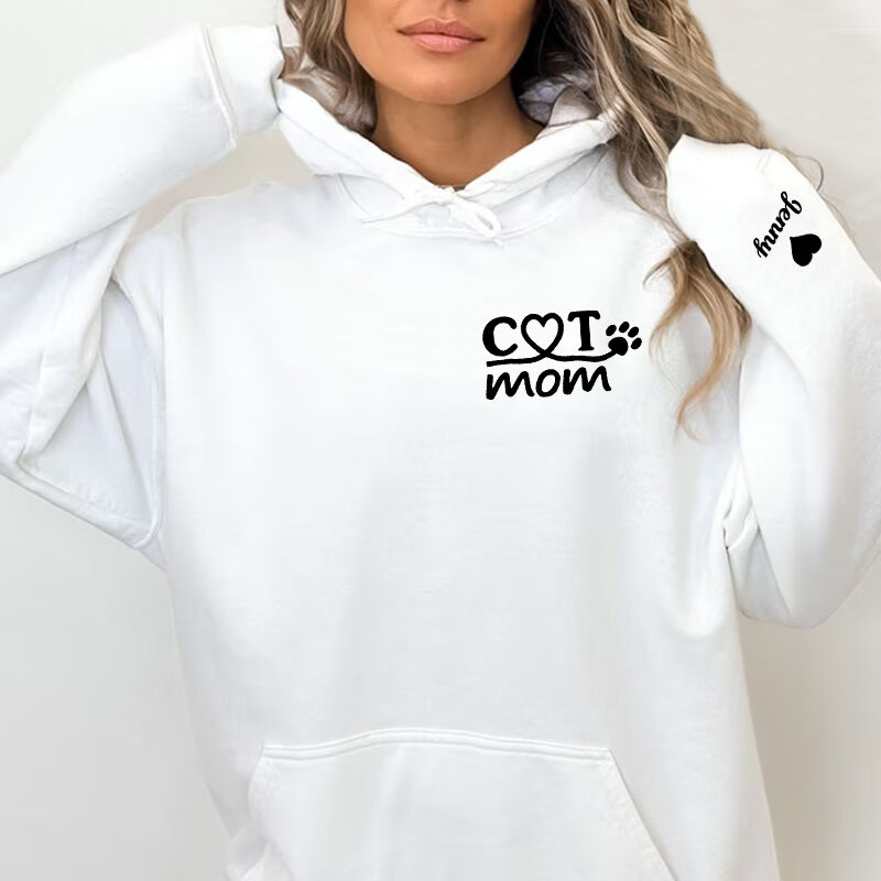 Muttertagsgeschenk Personalisierte Hoodie bestickt Katze Mama mit benutzerdefinierten Namen Attraktives Geschenk für Tierliebhaber