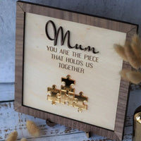 Personalisierte Name Puzzle-Rahmen "Du bist das Stück, das uns zusammenhält" Muttertag Geschenk