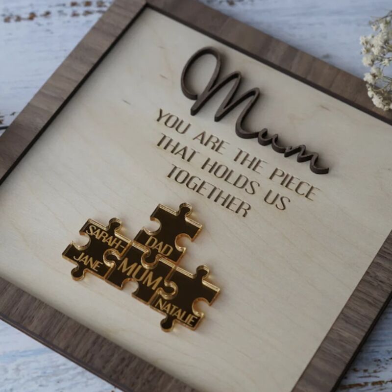 Personalisierte Name Puzzle-Rahmen "Du bist das Stück, das uns zusammenhält" Muttertag Geschenk