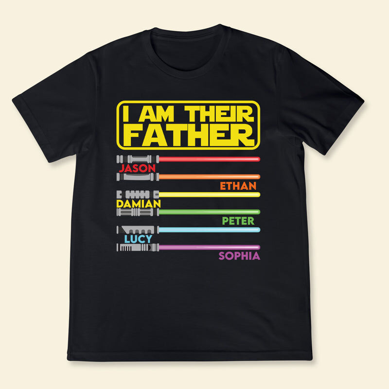 Personalisiertes T-Shirt I'm Their Father Lichtschwertmuster Individuelle Namen Design Attraktives Geschenk für den lieben Papa Sweatshirt Kapuzenpullover