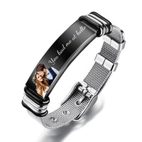 Vatertagsgeschenk Herrenarmband mit Foto und Gravur Edelstahlarmreif