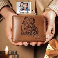 Vatertagsgeschenk, personalisierte Leder-Geldbörse, graviertes Foto, kurze Geldbörse, Geschenke für Männer