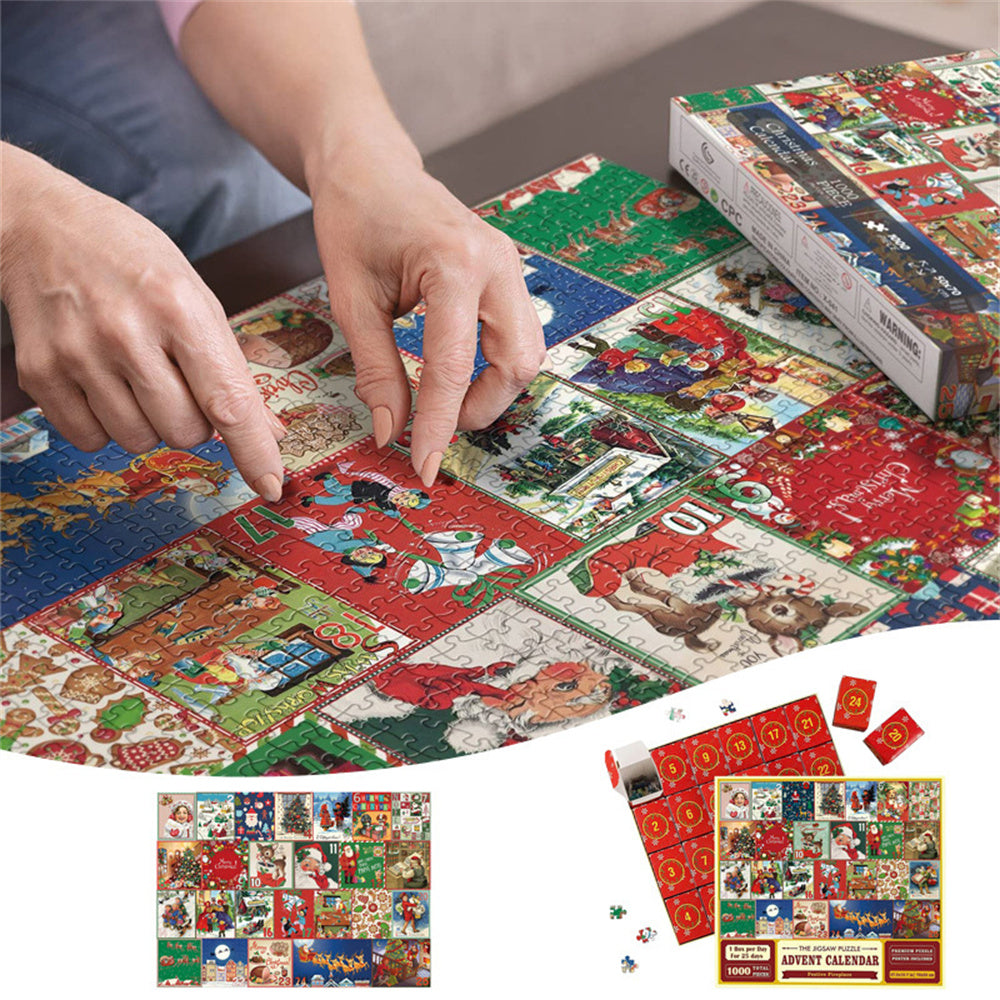 Adventskalender Weihnachtspuzzle – 24 Boxen Weihnachts-Countdown-Puzzle Spielzeug Geschenk für Kinder Erwachsene