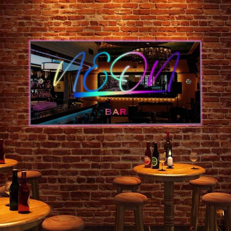 Bar dekorative Lichter, benutzerdefinierter Name, Spiegelschild, benutzerdefinierter Text, LED, mehrfarbig, beleuchtet, Wandbehang, Neonschilder, Wanddekoration