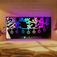 Cadeaux pour la fête des mères : nom personnalisé, arbre généalogique, miroir lumineux à LED