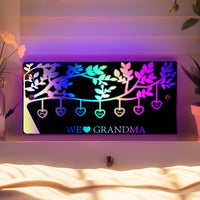 Cadeaux pour la fête des mères : nom personnalisé, arbre généalogique, miroir lumineux à LED