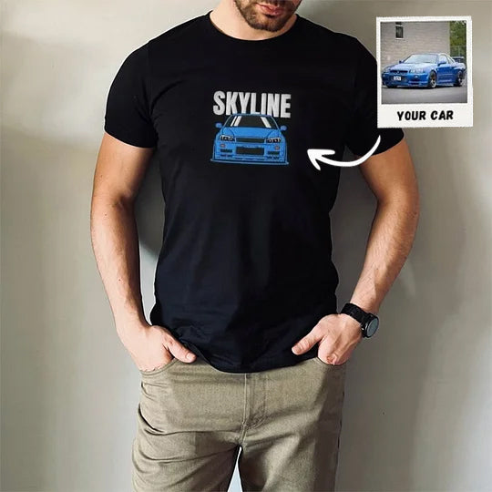 Bestickter, personalisierter Auto-Hoodie und T-Shirt mit deinem eigenen Fahrzeug – Geschenkidee für Autoliebhaber