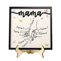 Mama/Mom Holz Deko-Personalisierbare 2-7 Namen Ornament Mutter Hand Holzdekoration für Mutter