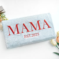 Personalisiertes Mama-Sweatshirt mit Vollstickerei, Outfit für frischgebackene Mütter, Geschenkidee zum Muttertag