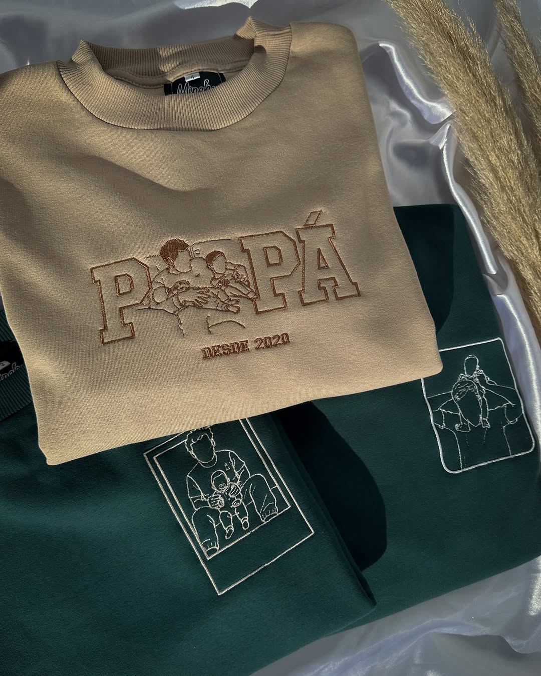 Personalisiertes Sweatshirt mit Papa- oder Papi-Porträt, besticktes Geschenk nach Foto