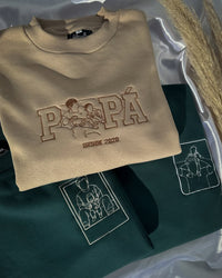 Personalisiertes Sweatshirt mit Papa- oder Papi-Porträt, besticktes Geschenk nach Foto