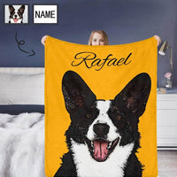 Personalisierte Foto Decke mit Hundeportrait, individuelle Decke mit Foto und Namen