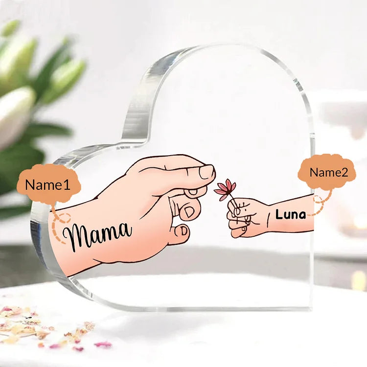 Personalisierte 2-7 Namen Mama Hand Familie Acryl-Deko Schreibtischdekoration für Mutter