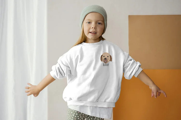 Individuell besticktes Haustier-Sweatshirt für Kinder, Kleinkind-Hunde-Sweatshirt, personalisiertes Kinder-Sweatshirt, Kleinkind-Geschenk, Weihnachtsgeschenk für Kinder