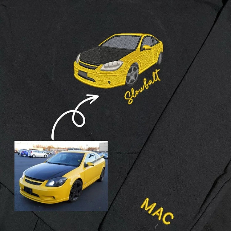 Individuell Bestickter Auto-Hoodie Geschenk für Autoliebhaber