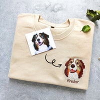 Varsity personalisiertes Hundegesichts-Sweatshirt von Ihrem Foto, individuelles Hunde-Papa-Sweatshirt mit besticktem Hundenamen, Geschenke für Hundeliebhaber