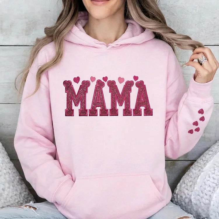 Sweat-shirt brodé pailleté avec application, t-shirt personnalisé "Maman", cadeau pour maman 