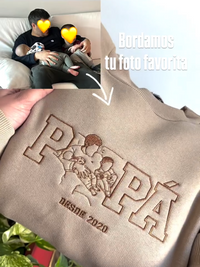 Personalisiertes Sweatshirt mit Papa- oder Papi-Porträt, besticktes Geschenk nach Foto