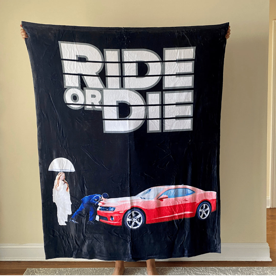 Personalisierte Foto-Auto-Decke FashionablePrint Geschenk für Freunde "Ride or Die"