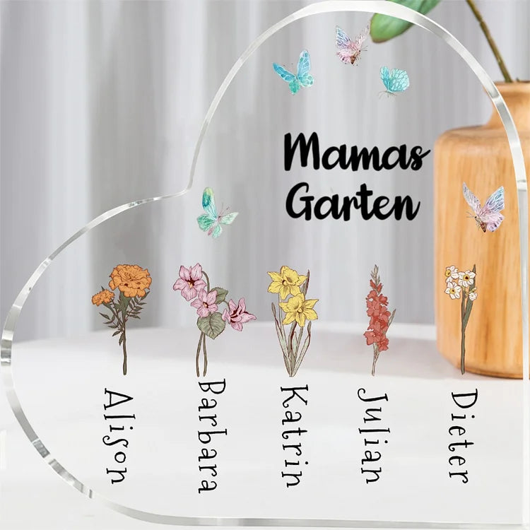 Personalisierte 1-6 Namen Blume Hand Acryl-Deko -Mamas Garten- Schreibtischdekoration für Mutter