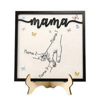 Mama/Mom Holz Deko-Personalisierbare 2-7 Namen Ornament Mutter Hand Holzdekoration für Mutter