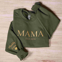 Personalisiertes Mama-Sweatshirt mit Vollstickerei, Outfit für frischgebackene Mütter, Geschenkidee zum Muttertag