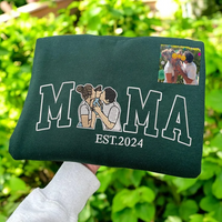 T-shirt maman avec photo, sweat-shirt brodé personnalisé avec portrait maman et enfant 