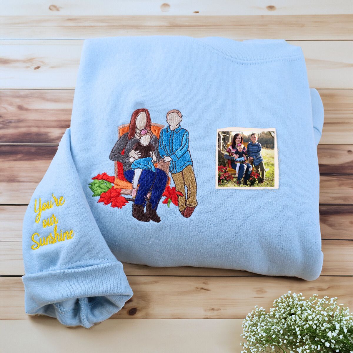 Individuell besticktes T-Shirt, Sweatshirt mit Mama-Porträt