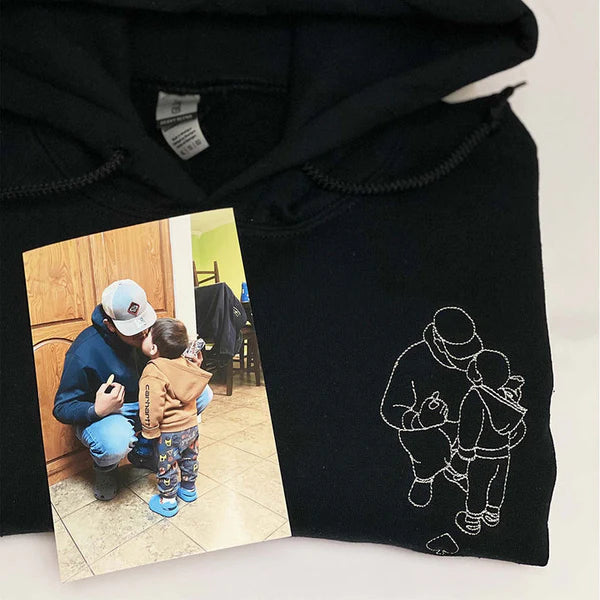 Sweatshirt met geborduurd portret, unieke cadeaus voor papa
