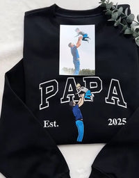 Benutzerdefiniertes besticktes Papa-Foto-Sweatshirt, personalisiertes Portrait vom T-Shirt