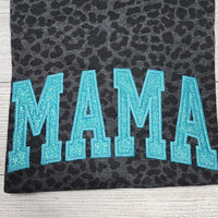 Besticktes Leoparden-Mama-Shirt, schwarzes Glitzer-T-Shirt, einfarbiges Muttertagsgeschenk für Mama