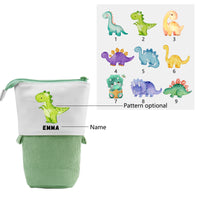 Personalisierter Name & Dinosauriertyp Leinwand PU-Leder Stifteetui Stifttasche