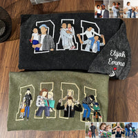 Individuell besticktes Foto T-Shirt, Sweatshirt, Hoodie, personalisiertes Familienporträt – Geschenk zum Vatertag oder Muttertag für Mama und Papa