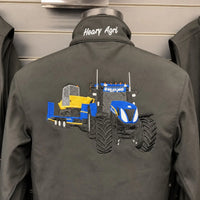 Bestickte Softshell-Jacke mit individuellem Traktorenmotiv - personalisiertes Traktoren-Design & individueller Text