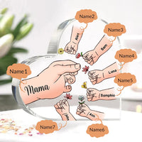 Personalisierte 2-7 Namen Mama Hand Familie Acryl-Deko Schreibtischdekoration für Mutter