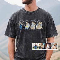 Individuell besticktes Foto T-Shirt, Sweatshirt, Hoodie, personalisiertes Familienporträt – Geschenk zum Vatertag oder Muttertag für Mama und Papa