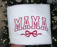 Besticktes Mama Schleifen-Sweatshirt mit Kindernamen, Geschenkidee für Mama