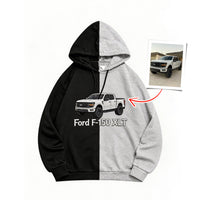 Maßgeschneiderter zweifarbiger Sweatshirt mit Auto-Stickerei – Personalisiertes Fahrzeug-Design 🚗