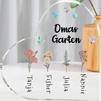 Personalisierte 1-6 Namen Geburtsblume Acryl-Deko-Omas Garten-Schreibtischdekoration