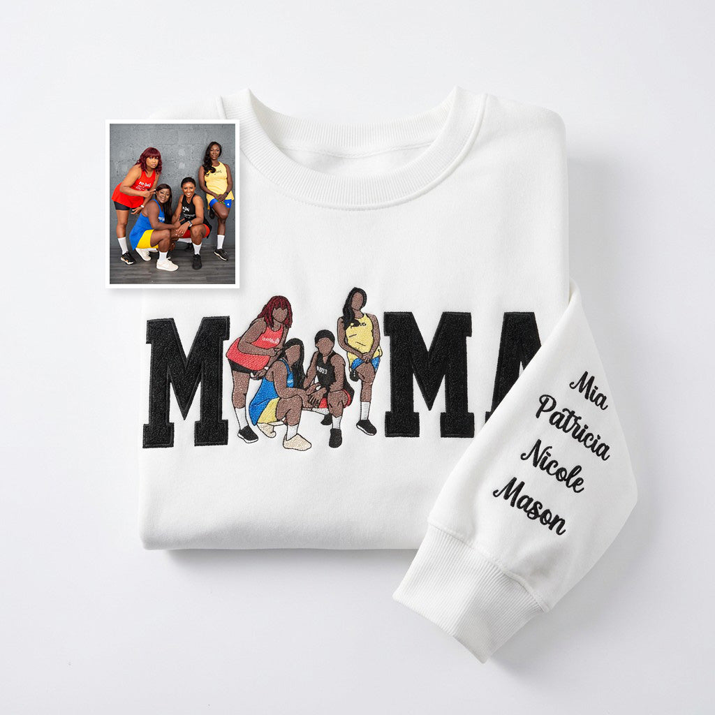 Personalisiertes, besticktes Glitzer-Sweatshirt/Hoodie mit Familienfoto