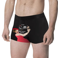 Herren-Boxershorts mit individuellem Gesicht im „Belongs To Me“-Stil, Unterwäsche, Geburtstagsgeschenke für den Ehemann, Boxer-Geschenk mit Bundtext