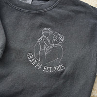 Personalisiertes Papa-Fotoshirt – Besticktes Porträt von Papa & Kindern – Individuelles Erinnerungsgeschenk zum Vatertag