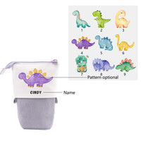 Personalisierter Name & Dinosauriertyp Leinwand PU-Leder Stifteetui Stifttasche