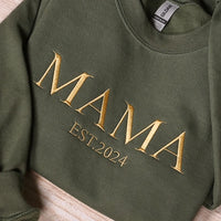 Personalisiertes Mama-Sweatshirt mit Vollstickerei, Outfit für frischgebackene Mütter, Geschenkidee zum Muttertag