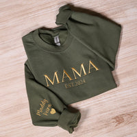 Personalisiertes Mama-Sweatshirt mit Vollstickerei, Outfit für frischgebackene Mütter, Geschenkidee zum Muttertag